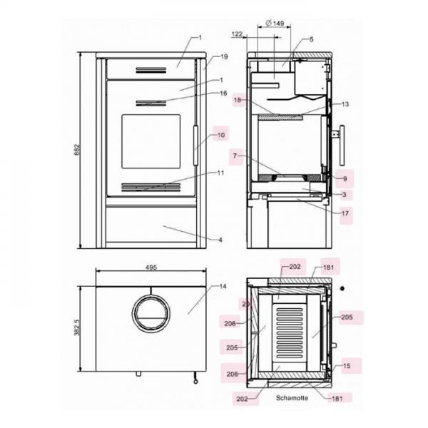 Aschelade 280.12 Haas und Sohn Kaminofen (0428112015201)