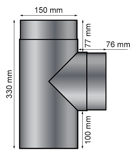 Rauchrohr T-Stück mit Deckel Durchmesser 150mm *grau* 