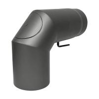Ofenrohr Bogen starr geschliffen mit Tür und Drosselklappe DN 150 mm 90° Gussgrau Ofenrohr Bogen starr geschliffen mit Tür und Drosselklappe DN 150 mm 90° Gussgrau
