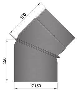 Ofenrohr Bogen 150 mm 45° verstellbar Schwarz Rauchrohr