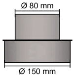 Pelletrohr Reduzierung 150 - 80 mm Schwarz Pellet Ofenrohr Rauchrohr