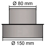 Pelletrohr Reduzierung 150 - 80 mm Schwarz Pellet Ofenrohr Rauchrohr