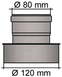 Pelletrohr Erweiterung 80 - 120 mm Schwarz Pellet Ofenrohr Rauchrohr