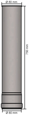 Pelletrohr 80 x 750 mm Abmessungen