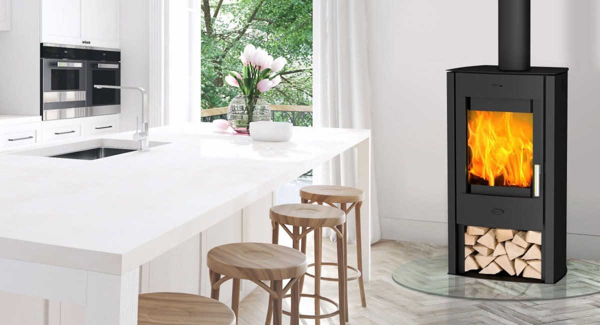 Kaminofen Fireplace Tuvalu Stahl Montagebeispiel