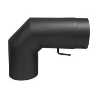 Ofenrohr Bogen geschliffen mit Tür und Drosselklappe DN 120 mm 90 Grad Schwarz Ofenrohr Bogen geschliffen mit Tür und Drosselklappe DN 120 mm 90 Grad Schwarz