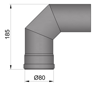 Pelletrohr Bogen 80 mm 90° Maße