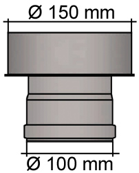 Pelletrohr Erweiterung 100 - 150 mm Schwarz Pellet Ofenrohr Rauchrohr