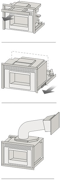 Illustration 3 Varianten Pelletbefüllung MCZ Kamineinsatz