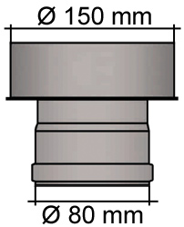 Pelletrohr Erweiterung 80 - 150 mm Schwarz Pellet Ofenrohr Rauchrohr