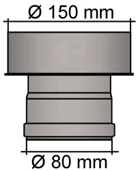 Pelletrohr Erweiterung 80 - 150 mm Schwarz Pellet Ofenrohr Rauchrohr