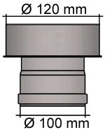 Pelletrohr Erweiterung 100 - 120 mm Schwarz Pellet Ofenrohr Rauchrohr