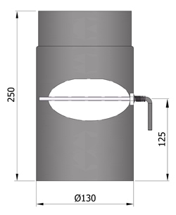 Ofenrohr Drosselklappe 130 x 250 mm Gussgrau Rauchrohr