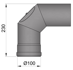 Pelletrohr Bogen 100 mm 90° Schwarz mit Tür Pellet Ofenrohr Knie
