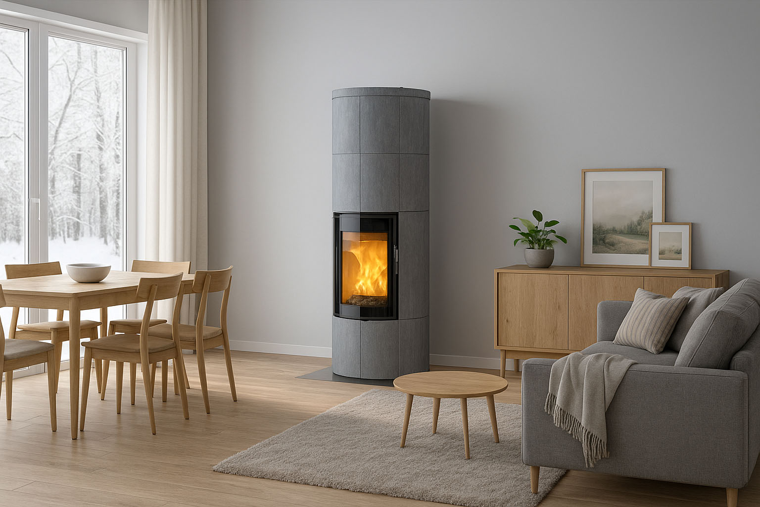 Kaminofen Lotus Maestro 2 ecoline Speckstein Montagebeispiel