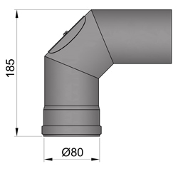 Pelletrohr Bogen 80 mm 90° Schwarz mit Tür Pellet Ofenrohr Knie