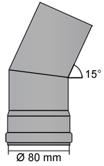 Pelletrohr Bogen 80 mm 15° Schwarz Pellet Ofenrohr Rauchrohr Knie