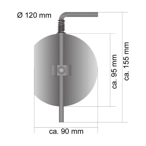 Ofenrohr Drosselklappe DN 120 bis 180 mm Schwarz