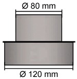 Pelletrohr Reduzierung 120 - 80 mm Schwarz Pellet Ofenrohr Rauchrohr